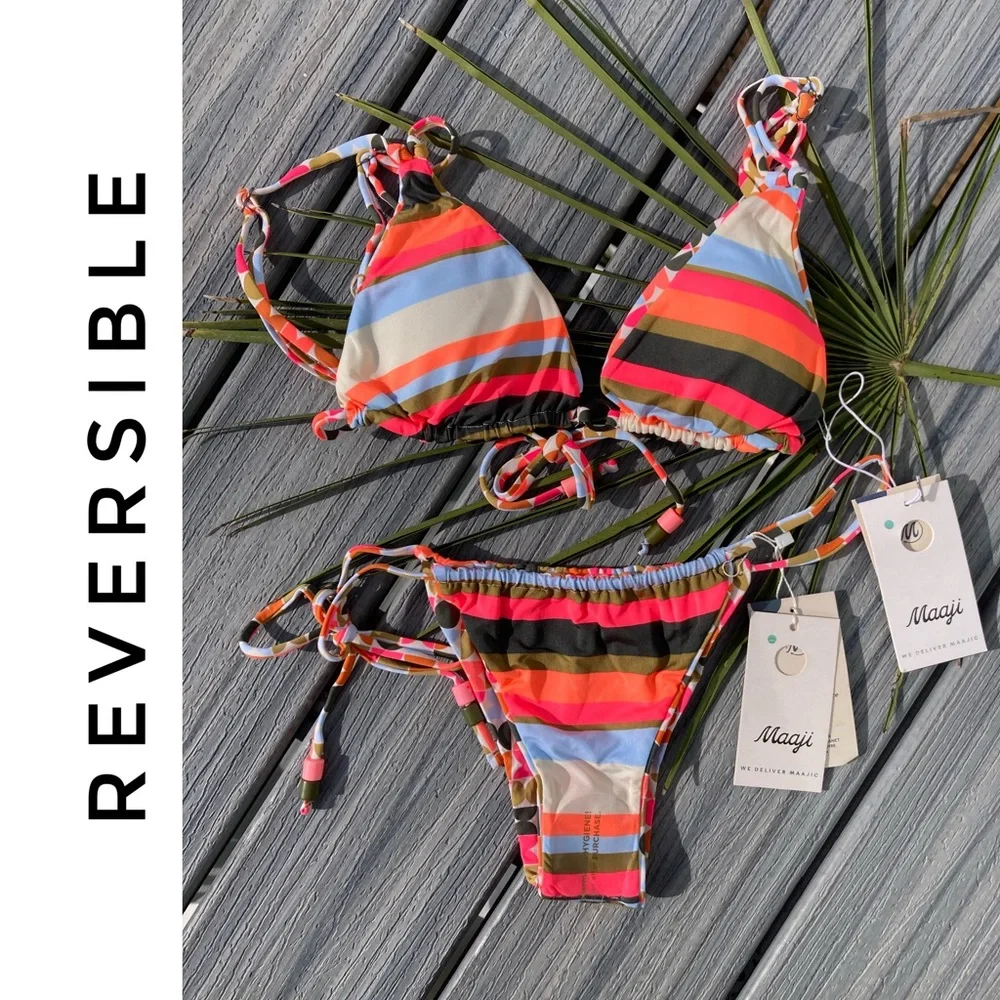 MAAJI Neon Set - Brenda String Bikini Top & Splashy Cheeky Thong Bottoms - M
